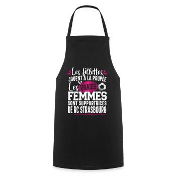 RC Strasbourg Supportrice Football Cadeau Femme - Tablier de cuisine - noir - Devant - AI Model Male 185 dark (185cm)