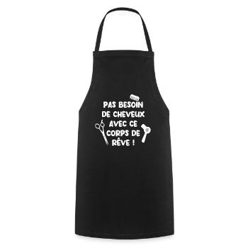 Pas besoin de cheveux avec ce corps de rêve - Tablier de cuisine - noir - Devant - AI Model Male 185 dark (185cm)