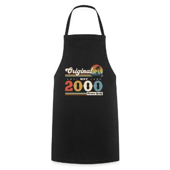 25ème anniversaire cadeau mari Original mai 2000 - Tablier de cuisine - noir - Devant - AI Model Male 185 dark (185cm)