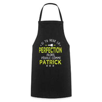 patrick si tu veux la perfection à vélo cycliste - Tablier de cuisine - noir - Devant - AI Model Male 185 dark (185cm)