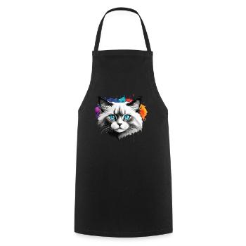 Ragdoll chat mignon mignon aquarelle peinture éclaboussure - Tablier de cuisine - noir - Devant - AI Model Male 185 dark (185cm)