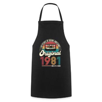 1981 Vintage Millésime 40.Anniversaire rétro cadeau - Tablier de cuisine - noir - Devant - AI Model Male 185 dark (185cm)