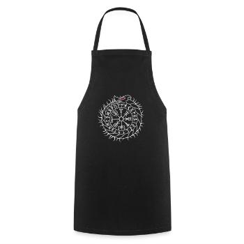 Vegvisir and Futhark - Ouroboros - Cooking Apron - black - Front - AI Model Male 185 dark (185cm)