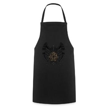 Crow with Futhark and Vegvisir - Cooking Apron - black - Front - AI Model Male 185 dark (185cm)