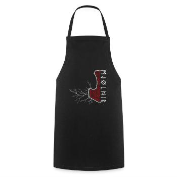 The hammer of Thor with lightning - Mjölnir - Cooking Apron - black - Front - AI Model Male 185 dark (185cm)