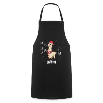 Weihnachtslama - Fa La La Llama - Kochschürze - Schwarz - Vorne - AI Model Male 185 dark (185cm)