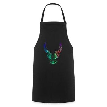 Colorful deer head - Cooking Apron - black - Front - AI Model Male 185 dark (185cm)