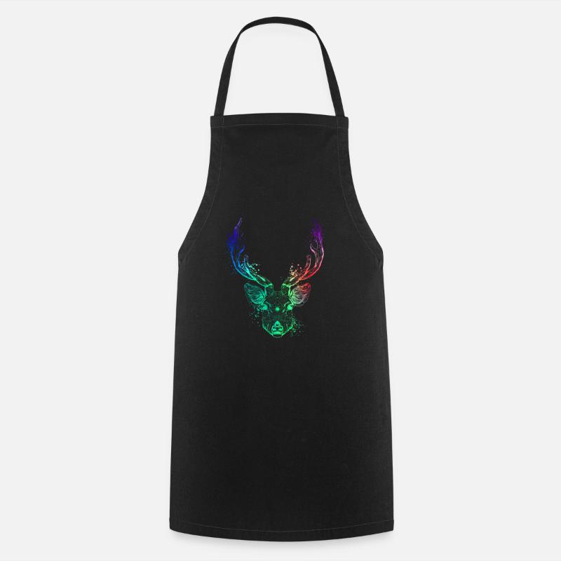 Tête de cerf colorée - Tablier de cuisine - noir