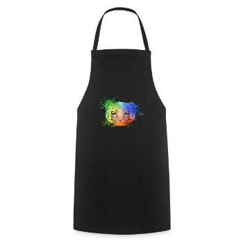 Tête colorée du furet - Tablier de cuisine - noir - Devant - AI Model Male 185 dark (185cm)