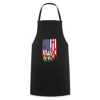 Hunting USA Flag Proud American Hunter Patriotic - Kochschürze - Schwarz - Vorne - AI Model Male 185 dark (185cm)