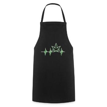 Cannabis Heartbeat ECG Weed Lover Hemp Leaf - Cooking Apron - black - Front - AI Model Male 185 dark (185cm)