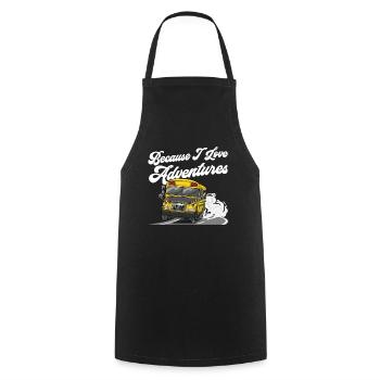 Because I Love Adventures Funny School Bus Driver - Cooking Apron - black - Front - AI Model Male 185 dark (185cm)