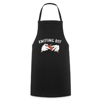 Knitting Boy Knitting - Cooking Apron - black - Front - AI Model Male 185 dark (185cm)