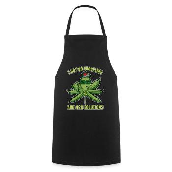 I Got 99 Problems And 420 Solutions Cannabis Weed - Cooking Apron - black - Front - AI Model Male 185 dark (185cm)
