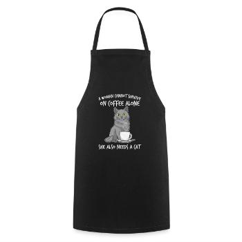 Woman Cat Lover Coffee Lover Caffeine Meow - Kochschürze - Schwarz - Vorne - AI Model Male 185 dark (185cm)
