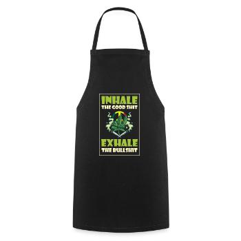 Inhaler la bonne merde expirer la connerie 420 Weed - Tablier de cuisine - noir - Devant - AI Model Male 185 dark (185cm)
