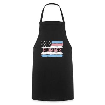 US Pride Heating Engineer Pipe Fitter Gift Idea - Cooking Apron - black - Front - AI Model Male 185 dark (185cm)