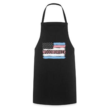 Idée cadeau de charpenterie de bûcheron de la fierté américaine - Tablier de cuisine - noir - Devant - AI Model Male 185 dark (185cm)