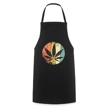 Chanvre cannabis - Tablier de cuisine - noir - Devant - AI Model Male 185 dark (185cm)