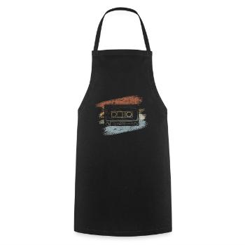 Kassette Vinyl - Kochschürze - Schwarz - Vorne - AI Model Male 185 dark (185cm)