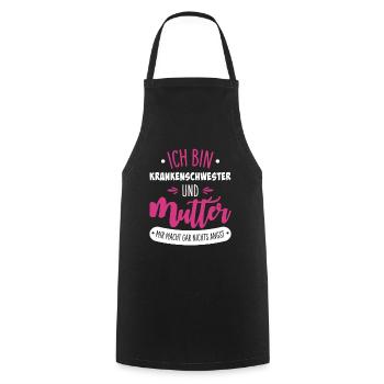 Infirmière Maman - Tablier de cuisine - noir - Devant - AI Model Male 185 dark (185cm)