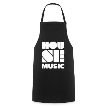 House Musik - Kochschürze - Schwarz - Vorne - AI Model Male 185 dark (185cm)