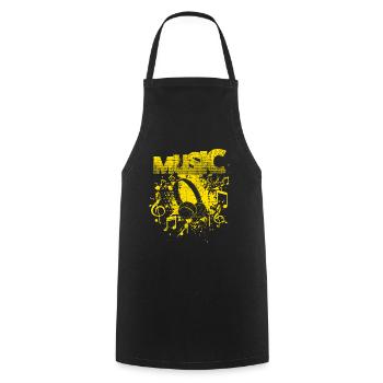 Musik - Kochschürze - Schwarz - Vorne - AI Model Male 185 dark (185cm)