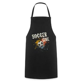 Football filles - Tablier de cuisine - noir - Devant - AI Model Male 185 dark (185cm)