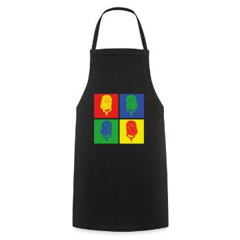 Pop Art microphone chanteur - Tablier de cuisine - noir - Devant - AI Model Male 185 dark (185cm)