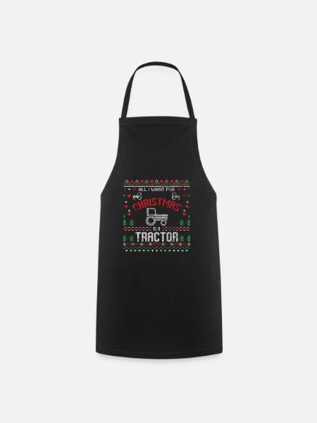 Tracteur de Noël Noël moche - Tablier de cuisine - noir