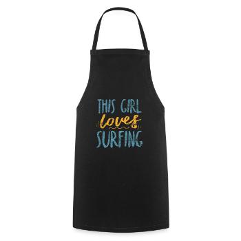 Fille de surfeur Surfergirl - Tablier de cuisine - noir - Devant - AI Model Male 185 dark (185cm)