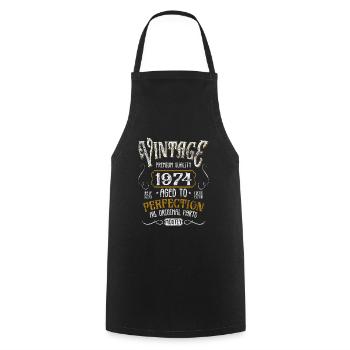 Birthday born in 1974 - Cooking Apron - black - Front - AI Model Male 185 dark (185cm)