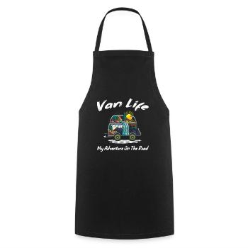 Van Life Mon aventure sur la route cadeau - Tablier de cuisine - noir - Devant - AI Model Male 185 dark (185cm)
