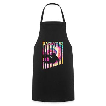 Parkour Retro - Kochschürze - Schwarz - Vorne - AI Model Male 185 dark (185cm)