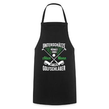Golfer | Alter Mann | Golfspieler | lustiger - Kochschürze - Schwarz - Vorne - AI Model Male 185 dark (185cm)