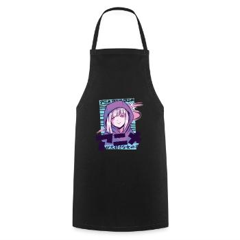 Japanese Manga Girl - Cooking Apron - black - Front - AI Model Male 185 dark (185cm)