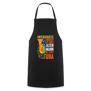 Tuba - Alter Mann Spruch Retro Tubist Geschenk - Kochschürze - Schwarz - Vorne - AI Model Male 185 dark (185cm)