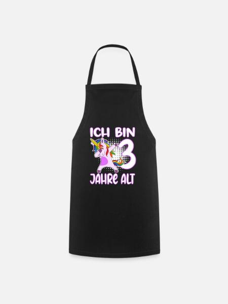 Dabbing Einhorn Ich bin 3 Jahre alt - Kochschürze - Schwarz