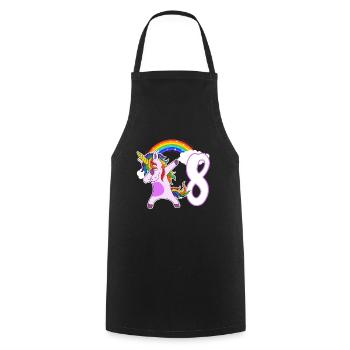 Dabbing Licorne J’ai 8 ans - Tablier de cuisine - noir - Devant - AI Model Male 185 dark (185cm)