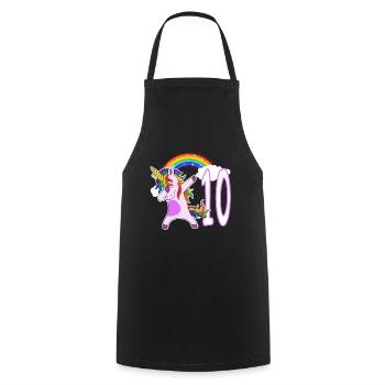 Dabbing Licorne J’ai 10 ans - Tablier de cuisine - noir - Devant - AI Model Male 185 dark (185cm)