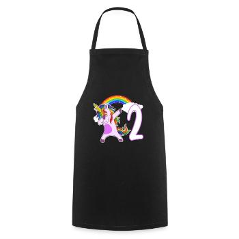 Dabbing Licorne J’ai 2 ans - Tablier de cuisine - noir - Devant - AI Model Male 185 dark (185cm)
