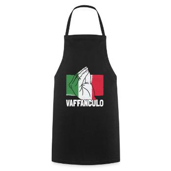 Drôle italienne Italie Vaffanculo geste hand - Tablier de cuisine - noir - Devant - AI Model Male 185 dark (185cm)