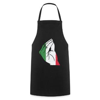 Italy Italian heart flag hand gesture pride - Cooking Apron - black - Front - AI Model Male 185 dark (185cm)