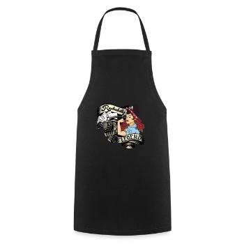 Vintage 50s RnR Design - Rockabilly Legend - Kochschürze - Schwarz - Vorne - AI Model Male 185 dark (185cm)