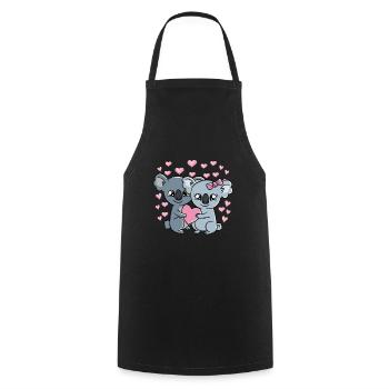 Saint-Valentin Couple Koalas Doux Koalas - Tablier de cuisine - noir - Devant - AI Model Male 185 dark (185cm)