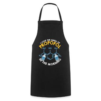 J’adore l’odeur du propofol le matin - Tablier de cuisine - noir - Devant - AI Model Male 185 dark (185cm)