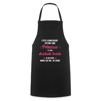 C est compliqué princesse et Assistante Sociale - Tablier de cuisine - noir - Devant - AI Model Male 185 dark (185cm)