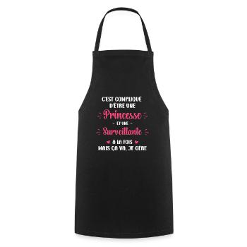 C est compliqué princesse et surveillante - Tablier de cuisine - noir - Devant - AI Model Male 185 dark (185cm)
