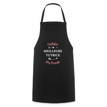Certifiée meilleure tutrice du monde - Tablier de cuisine - noir - Devant - AI Model Male 185 dark (185cm)