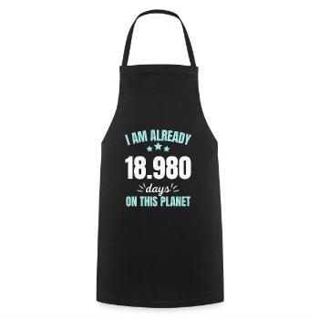 Déjà 18980 Jours sur cette planète 52ème anniversaire - Tablier de cuisine - noir - Devant - AI Model Male 185 dark (185cm)